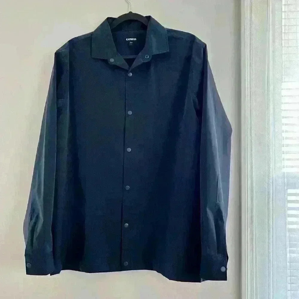 NWOT express navy blue dress shirt